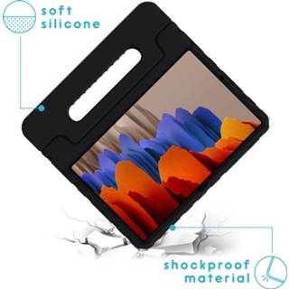 👉 Handvat zwart siliconen unisex kinderen IMoshion Kidsproof Backcover met voor de Samsung Galaxy Tab S7 Plus - 8719295443851