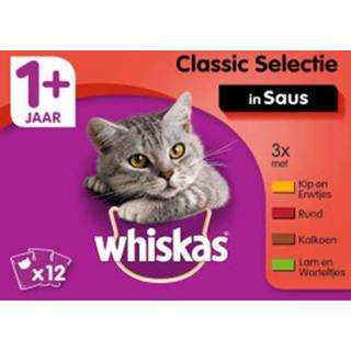 👉 Kattenvoer Whiskas 1+ Adult Maaltijdzakjes Classic 12x 100gr - Vlees saus 1,2 kg 3065890128675