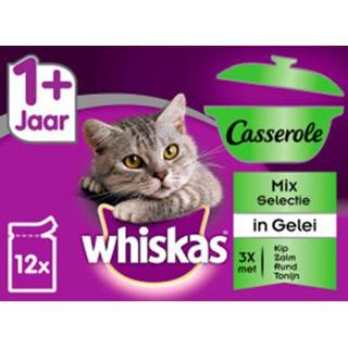 👉 Whiskas 1+ Casserole Maaltijdzakjes Classic 12x 85r - Kattenvoer - Kip - Rund - 12x85 gram