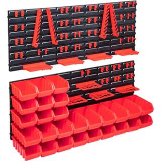 👉 Wand paneel active rood zwart 103-delige Opslagbakkenset met wandpanelen en 8720286359563