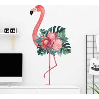 Muursticker roze nederlands Muurstickers vogels bloem flamingo