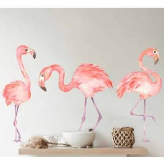 👉 Muursticker nederlands Muurstickers vogels Aquarel drie flamingo's