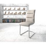 👉 Eetkamerstoel grijs staal DELIFE Xantus-Flex lichtgrijs stripes sledemodel rond roestvrij 4251919715653