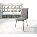 Eetkamerstoel grijs staal DELIFE Xantus-Flex lichtgrijs structuurstof 4-poot conisch roestvrij 4251919715882