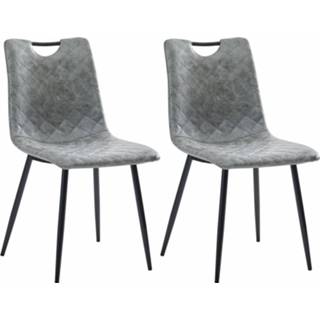 👉 Eetkamerstoelen 2 st kunstleer donkergrijs