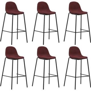👉 Barstoelen 6 st stof wijnrood
