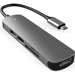 👉 Zilver aluminium Lunso - Universele USB-C naar USB 3.0 / 2.0 en HDMI adapter 7421152692630