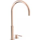 👉 Wastafelmengkraan rose goud messing mengkraan zonder waste Study Exclusive opbouw hendel keramisch standaard perlator Tres 45,3 cm 2-Gats 1-Hendel Uitloop Gebogen Rond Gold 8429546542089