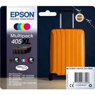 👉 Zwart geel cyaan magenta Epson Cartridge 405XL Origineel 4-pack Zwart, Geel, Cyaan, C13T05H64010 8715946673028