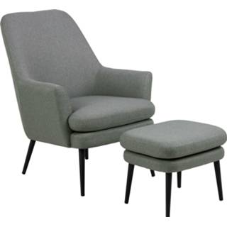 👉 Fauteuil grijs zwarte stof metalen 24designs Lotta + Hocker - Mat Poten 8720195959960