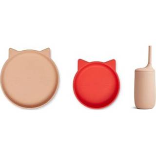 👉 Kinderservies rood siliconen active kinderen Liewood nathan - cat- apple red multi mix 5713370490108