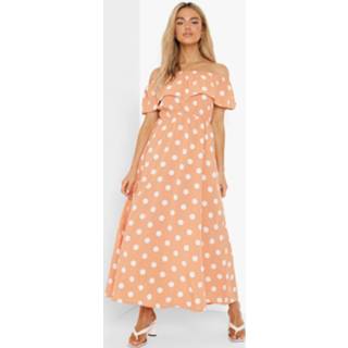 👉 Maxi Jurk Met Uitgesneden Hals En Stippen, Orange