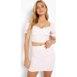 Gingham Mini Spijkerrokje, Baby Pink