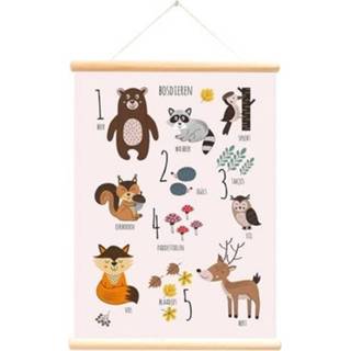 👉 Schoolplaat roze active Little&pure dubbelzijdige - bosdieren tellen 7106626091958