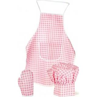 👉 Kinderschort roze active kinderen Egmont toys kinderschort, ovenwant en muts vichy 5420023009357