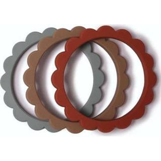 👉 Bijtring blauw active Mushie armband - cambridge blue-clementine-natural 3st