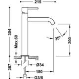 👉 Wastafel mengkraan messing zwart opbouw keramisch hendel zonder waste standaard perlator Study Exclusive Wastafelmengkraan Tres 30,4 cm 1-Hendel Rond Metallic 8429546520193