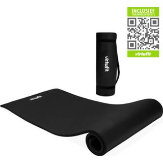 👉 VirtuFit NBR Fitnessmat - 180 x 60 x 1,5 cm - Yogamat met Draagkoord - Zwart - Gratis Trainingsvideo's