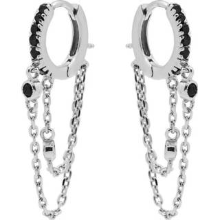 👉 Zilveren oorhanger active Oorhangers met Dubbele Schakelketting | Karma Jewelry