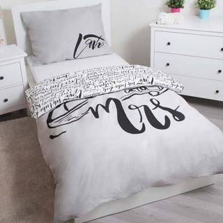 👉 Dekbedovertrek grijs katoen Mr & Mrs 8592753019092