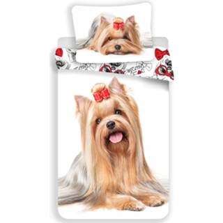 👉 Dekbedovertrek wit katoen Animal Pictures Yorkshire Terrier - Eenpersoons 140 X 200 Cm 8592753024607