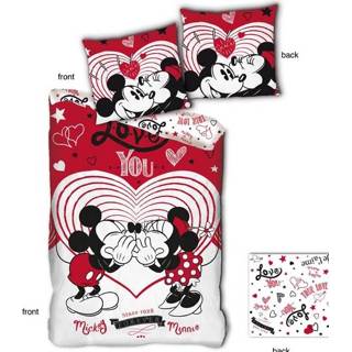 👉 Dekbedovertrek microfibre rood Minnie en Mickey Mouse Love You 5407007980802