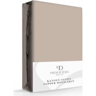 👉 Topper hoeslaken satijn-katoen taupe Primaviera Deluxe Katoen-Satijn Taupe-160 x 200 cm 8720105610363