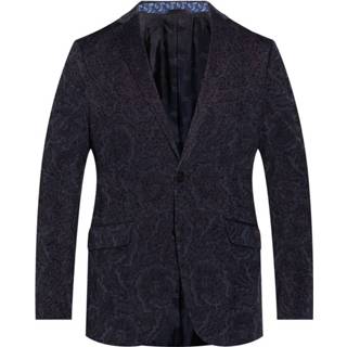 👉 Blazer male blauw Velvet with notch lapels