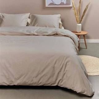 👉 Ambiante Dekbedovertrek Uni Cotton Taupe-1-persoons (140 x 200/220 cm)