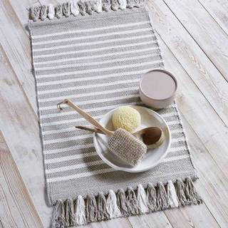 👉 Badmat antraciet katoen Walra Stripes & Structure