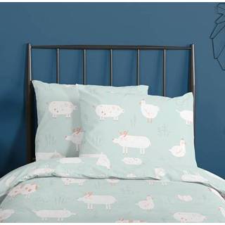 👉 Dekbedovertrek katoen blauw kinderen Good Morning Kids Pigs and Chickens 8717285187822