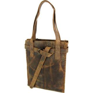 👉 Schoudertas bruin zwart hunter leer italiaans rits vrouwen Dames hand- en met vlechtwerk 8720039634954