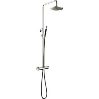 👉 Opbouw doucheset nikkel glans messing thermostaatkraan cobber Hotbath SDS9NI thermostatische met ronde handdouche en 30cm hoofddouche 8720246521801