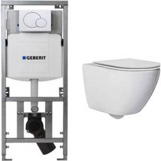👉 Toiletset wit spoel jama Plieger Isar met Saniclear Compact randloos toilet en softclose zitting 7434254453498