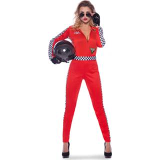 👉 Verkleedpak rood polyester vrouwen Folat Race Jumpsuit Dames Maat L/xl 3-delig 8714572219426