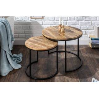👉 Bijzet tafel hout mannen Bijzettafel Elements Set van 2 Massief Mango - 39656