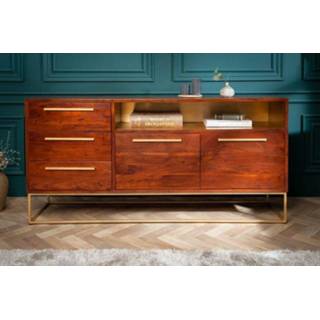 👉 Dressoir goud hout Straight 165cm Massief Acacia - 40291