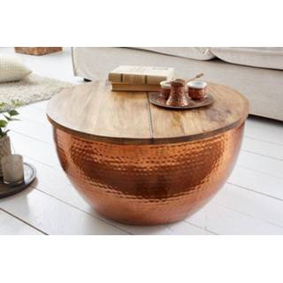 👉 Salon tafel hout mannen Salontafel Orient Storage 60cm Koper Massief Mango - 39253