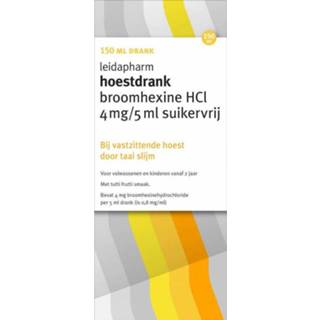 Hoestdrank gezondheid Leidapharm Broomhexine HCI 4mg/5ml suikervrij 8716049035645