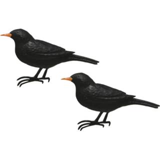 👉 4x stuks decoratie vogel/muurvogel Merel voor in de tuin 38 cm