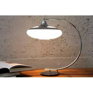 👉 Tafel lamp chroom wit Tafellamp Luna 47cm Logo Wit/Chroom - 112