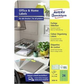 👉 Etiket groen papier Avery-Zweckform 3450-10 Etiketten 70 x 37 mm 240 stuk(s) Permanent Universele 10 vel 4004182085028
