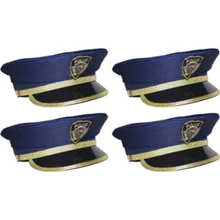👉 Politiepet blauw goud kinderen 4x stuks kinder verkleed met