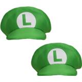👉 Groene volwassenen 2x stuks Loodgieter pet voor Luigi
