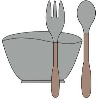 👉 Donkergroen silicon Default Title Bowl + Spoon/Fork - Soft Green