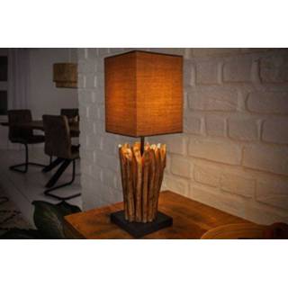👉 Tafel lamp grijsbruin Tafellamp Euphoria 45cm Grijsbruin/Drijfhout - 36966