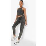 👉 Gebleekte Joggingbroek Met Zak Detail, Black