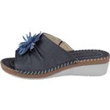 👉 Muil leer Wijdte G vrouwen blauw effen Muiltje Relaxshoe