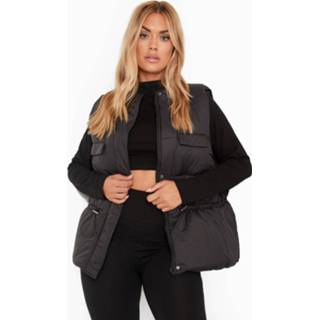 👉 Plus Bodywarmer Met Geplooide Taille, Black