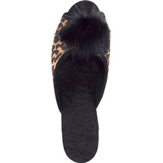 👉 Muil bruin textiel animalprint vrouwen heel comfortabel Muiltje Helmut Trunte